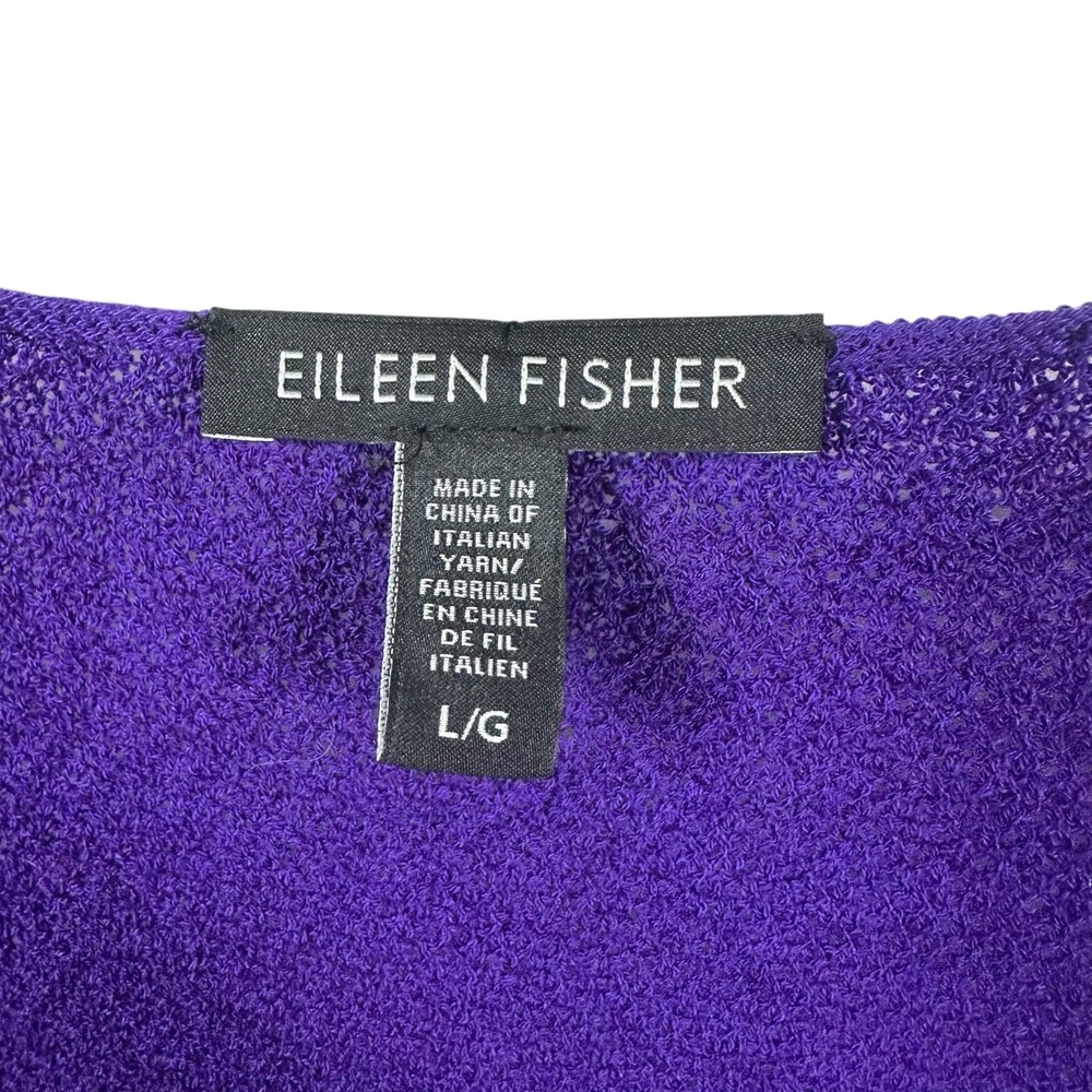Eileen Fisher Purple Italian Wool Lightweight Knit Tunic Sweater V-Neck Size L - Picture 4 of 11